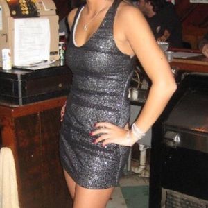 Express Black Silver Sequin Party Dress XS
